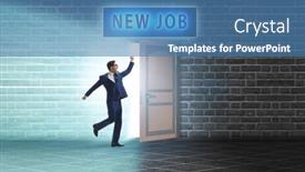  Presentation with open door - Slide deck featuring new-job-concept-with-open background and a teal colored foreground
