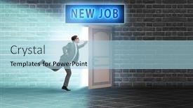  Presentation with open door - Slides consisting of new-job-concept-with-open background and a light blue colored foreground