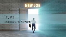  Presentation with open door - PPT theme consisting of new-job-concept-with-open background and a light blue colored foreground