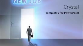  Presentation with open door - Slides consisting of new-job-concept-with-open background and a light blue colored foreground