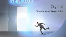  Presentation with open door - PPT layouts enhanced with new-job-concept-with-open background and a light blue colored foreground
