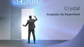  Presentation with open door - PPT theme with new-job-concept-with-open background and a light blue colored foreground