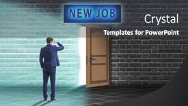  Presentation with open door - Theme having new-job-concept-with-open background and a dark gray colored foreground