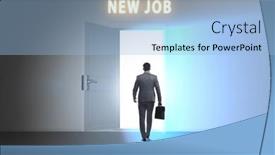  Presentation with open door - Presentation theme enhanced with new-job-concept-with-open background and a light blue colored foreground