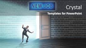  Presentation with open door - Presentation theme consisting of new-job-concept-with-open background and a dark gray colored foreground