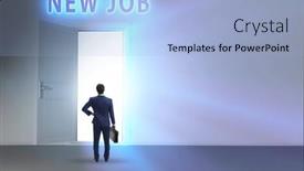  Presentation with open door - Theme having new-job-concept-with-open background and a light blue colored foreground