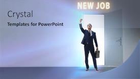  Presentation with open door - Presentation theme enhanced with new-job-concept-with-open background and a light blue colored foreground
