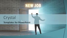  Presentation with open door - Theme having new-job-concept-with-open background and a light blue colored foreground