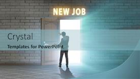  Presentation with open door - Presentation theme consisting of new-job-concept-with-open background and a light blue colored foreground
