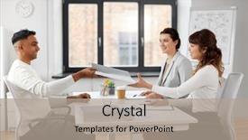  Presentation with indian team - Presentation design enhanced with new job hiring and employment background and a mint green colored foreground