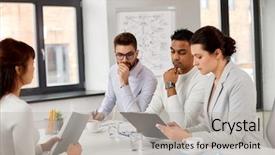  Presentation with job interview - Amazing presentation theme having new job hiring and employment backdrop and a light gray colored foreground