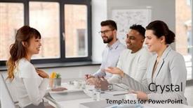  Presentation with job interview - Presentation consisting of new job hiring and employment background and a light gray colored foreground