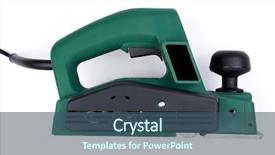  Presentation with electric - Cool new presentation theme with new joinees - electric planer isolated on white backdrop and a ocean colored foreground