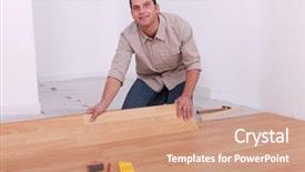  Presentation with flooring - Theme having new joinees - man installing laminate flooring background and a  colored foreground