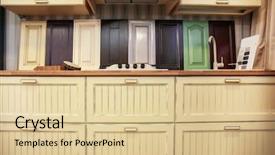  Presentation with kitchen furniture - Audience pleasing slide set consisting of new kitchen furniture in hardware backdrop and a lemonade colored foreground