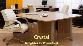  Presentation with new office - Theme enhanced with new laptop on a desk background and a tawny brown colored foreground