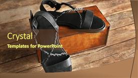  Presentation with gift - Slide set enhanced with new-leather-sandals-and-gift background and a tawny brown colored foreground