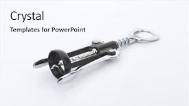  Presentation with bottle - PPT theme featuring new levers - metal bottle opener on white background and a pink colored foreground