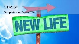  Presentation with life - Colorful slide deck enhanced with new life sign with sky backdrop and a light blue colored foreground