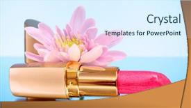  Presentation with blue flower - Amazing theme having new lipstick and flower on blue background backdrop and a sky blue colored foreground