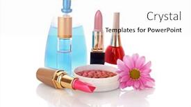  Presentation with lipstick - Theme featuring new lipstick and pink flower on white background background and a white colored foreground