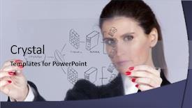  Presentation with schema - PPT layouts with new manager - businesswoman showing a firewall schema background and a light gray colored foreground