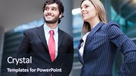  Presentation with young business people - Audience pleasing slide set consisting of new manager - portrait of young business people backdrop and a navy blue colored foreground