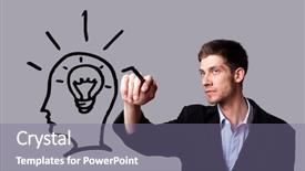  Presentation with idea - PPT layouts enhanced with new marketing concept - businessman hand drawing and idea background and a gray colored foreground