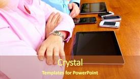  Presentation with new office - Slide set enhanced with new marketing concept - hands of people working background and a crimson colored foreground