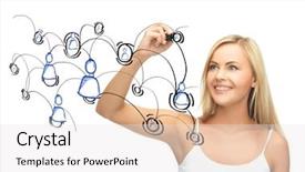  Presentation with business networking - Cool new presentation design with new media - business technology and networking concept backdrop and a white colored foreground