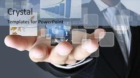  Presentation with iconic images - PPT layouts featuring new media - hand reaching images streaming background and a light blue colored foreground