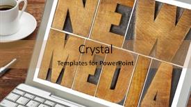  Presentation with coffee cup - Cool new presentation theme with new media - words in letterpress backdrop and a  colored foreground