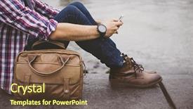  Presentation with electronics labb man - Colorful PPT theme enhanced with new media - young handsome man wearing backdrop and a tawny brown colored foreground