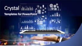  Presentation with media - Slides having new media technologies for business background and a navy blue colored foreground