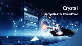  Presentation with media - Beautiful slide deck featuring new media technologies in use backdrop and a navy blue colored foreground