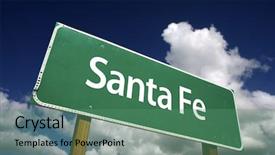  Presentation with santa - Amazing theme having new mexico - santa fe road sign backdrop and a ocean colored foreground