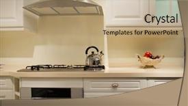  Presentation with apartment - Presentation with new modern kitchen background and a coral colored foreground