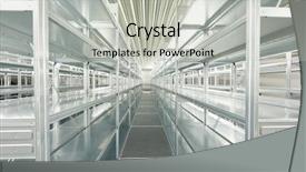  Presentation with industrial buildings new commercial warehouse - Slide deck enhanced with new modern metal warehouse shelves background and a  colored foreground