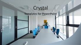  Presentation with new office - Amazing PPT layouts having new modern office meeting room backdrop and a light gray colored foreground