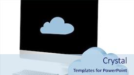 Presentation with cloud computing - Slide set consisting of new modern pc with clouds cloud computing concept background and a light blue colored foreground