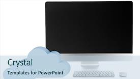  Presentation with cloud computing - PPT layouts enhanced with new modern pc with clouds cloud computing concept background and a light blue colored foreground