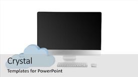  Presentation with cloud computing - Presentation theme with new modern pc with clouds cloud computing concept background and a light gray colored foreground