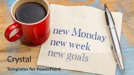  Presentation with cup coffee - Colorful presentation theme enhanced with new monday new week new backdrop and a soft green colored foreground