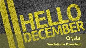  Presentation with hello kitty cartoon - Slides enhanced with new month - hello december written background and a tawny brown colored foreground