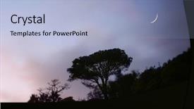  Presentation with photo collage for company behind the scen - Cool new PPT theme with new moon - photo of tree on hill backdrop and a light blue colored foreground