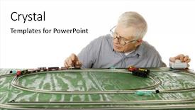  Presentation with lonely man new zealand tourists - Presentation consisting of new n-gauge model train background and a white colored foreground