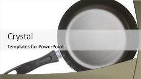  Presentation with frying - PPT layouts consisting of new non-stick frying pan background and a white colored foreground