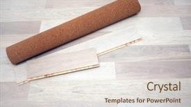  Presentation with oak - Presentation enhanced with new oak parquet and soundproof cork substrate background and a sky blue colored foreground