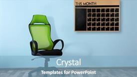  Presentation with office chair - Beautiful theme featuring chalkboard calendar on wall background backdrop and a light blue colored foreground