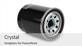  Presentation with filter - Presentation design consisting of new oil filter car isolated background and a light gray colored foreground
